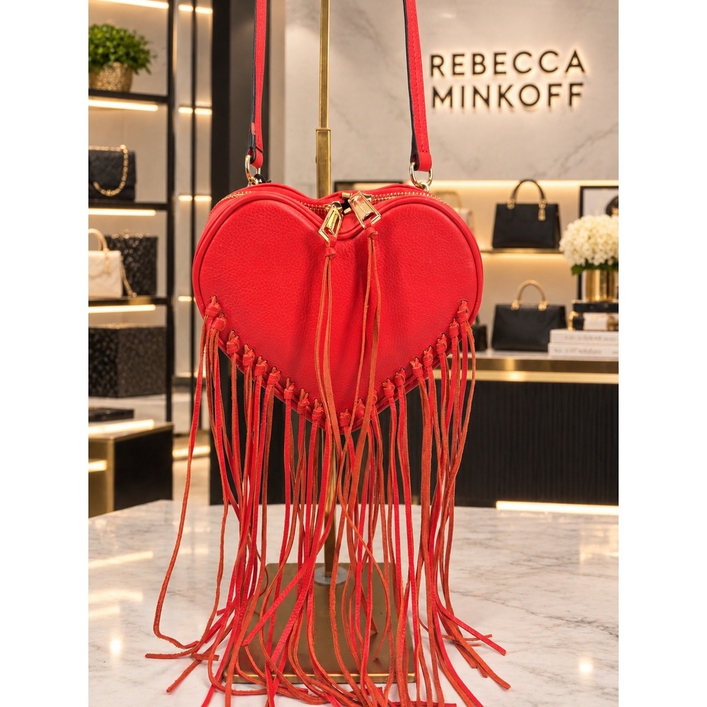 Rebecca Minkoff Heart Fringe Crossbody Poppy Red Leather Bag HS16IVDX22-625
